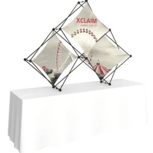 XCLAIM 8FT TABLETOP 3 QUAD PYRAMID FABRIC POPUP DISPLAY KIT 01